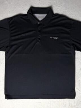 Columbia PFG Shirt Mens XL Black Short Sleeve Vented Fishing Polo Hiking